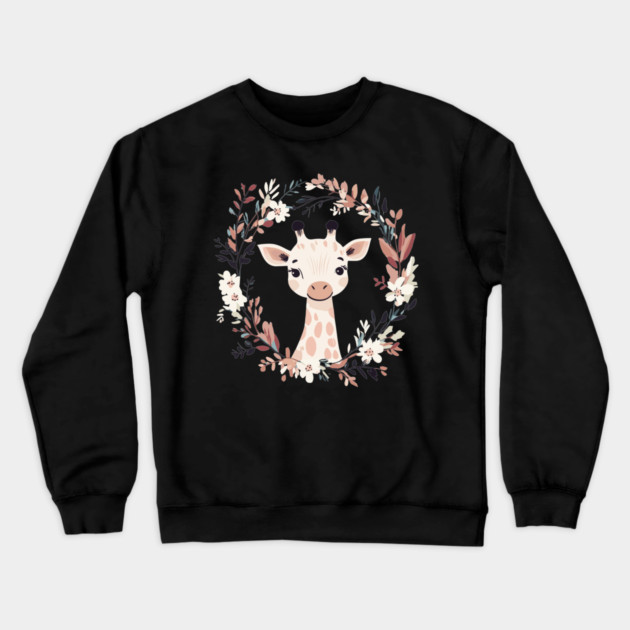 Boho Kawaii Giraffe – Adorable Safari Animal Aesthetic Crewneck Sweatshirt by TuncGK