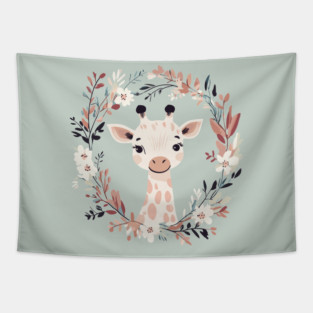 Boho Kawaii Giraffe – Adorable Safari Animal Aesthetic Tapestry