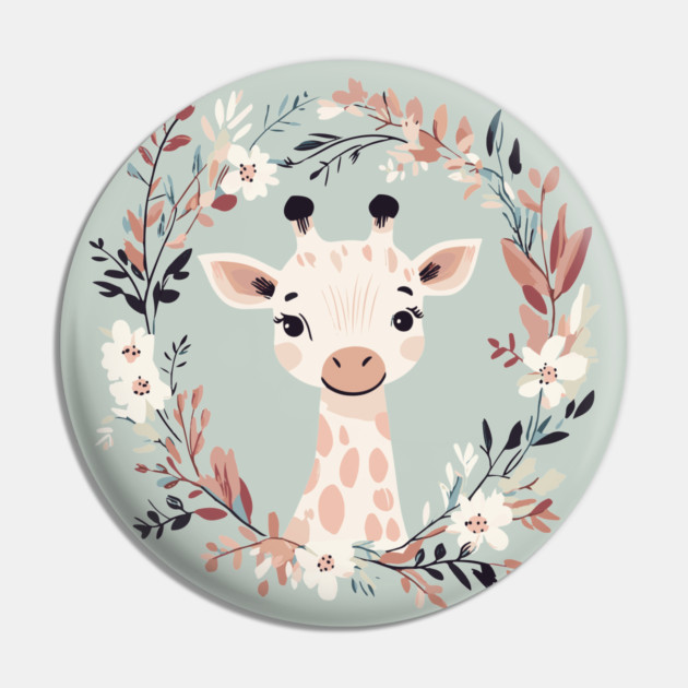 Boho Kawaii Giraffe – Adorable Safari Animal Aesthetic Pin by TuncGK