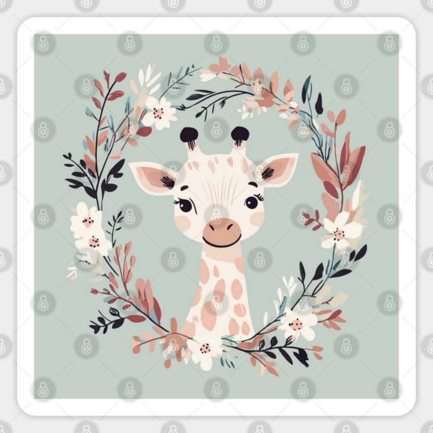 Boho Kawaii Giraffe – Adorable Safari Animal Aesthetic Sticker by TuncGK