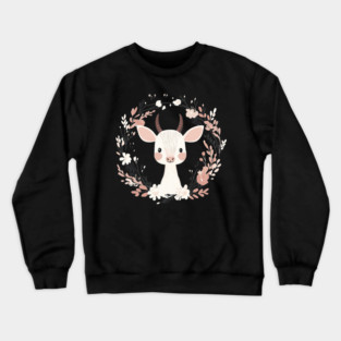 Boho Kawaii Baby Goat – Whimsical Farm Animal Art Crewneck Sweatshirt