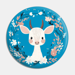 Boho Kawaii Baby Goat – Whimsical Farm Animal Art Pin