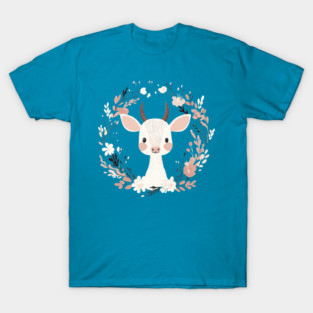 Boho Kawaii Baby Goat – Whimsical Farm Animal Art T-Shirt