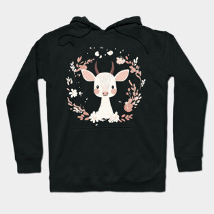 Boho Kawaii Baby Goat – Whimsical Farm Animal Art Hoodie