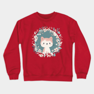 Boho Kawaii Cat – Adorable Pastel Kitty Aesthetic Crewneck Sweatshirt
