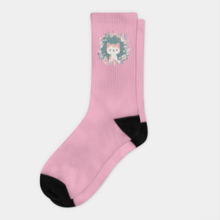 Boho Kawaii Cat – Adorable Pastel Kitty Aesthetic Socks