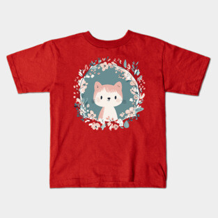 Boho Kawaii Cat – Adorable Pastel Kitty Aesthetic Kids T-Shirt
