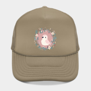 Boho Kawaii Sparrow – Whimsical Bird Illustration Hat