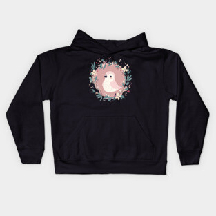 Boho Kawaii Sparrow – Whimsical Bird Illustration Kids Hoodie