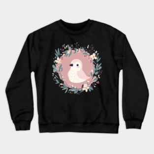 Boho Kawaii Sparrow – Whimsical Bird Illustration Crewneck Sweatshirt