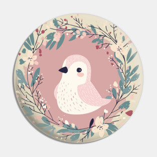 Boho Kawaii Sparrow – Whimsical Bird Illustration Pin