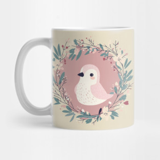 Boho Kawaii Sparrow – Whimsical Bird Illustration Mug