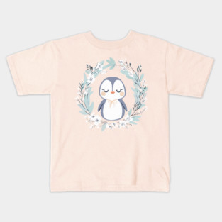 Boho Kawaii Penguin – Cozy Winter Animal Aesthetic Kids T-Shirt