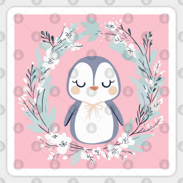 Boho Kawaii Penguin – Cozy Winter Animal Aesthetic Sticker by TuncGK