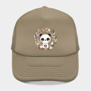 Boho Kawaii Panda – Adorable Pastel Wildlife Illustration Hat