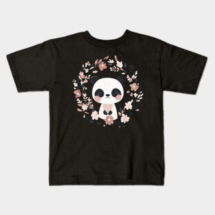 Boho Kawaii Panda – Adorable Pastel Wildlife Illustration Kids T-Shirt