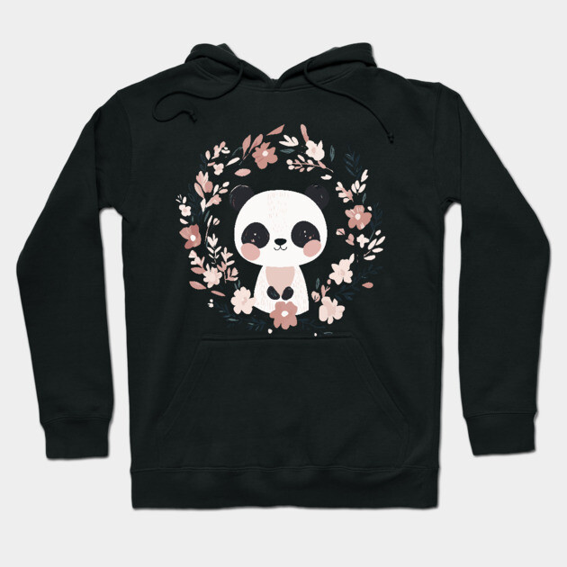 Boho Kawaii Panda – Adorable Pastel Wildlife Illustration Hoodie by TuncGK