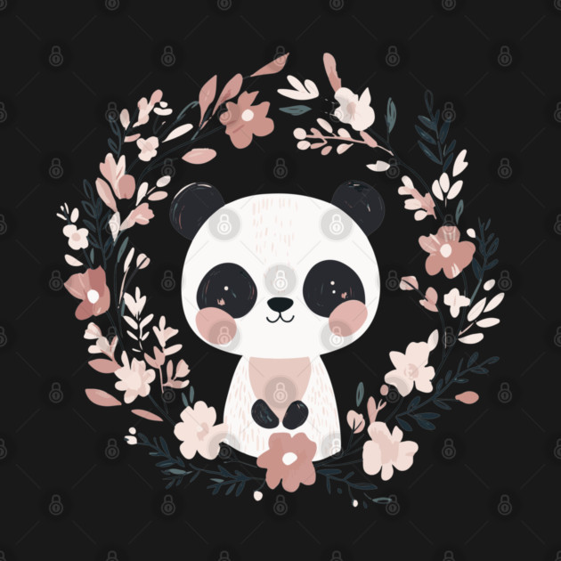 Boho Kawaii Panda – Adorable Pastel Wildlife Illustration by TuncGK