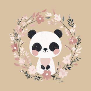 Boho Kawaii Panda – Adorable Pastel Wildlife Illustration T-Shirt