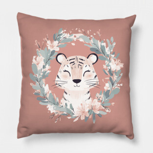 Boho Kawaii Tiger – Fierce & Cute Jungle Animal Art Pillow