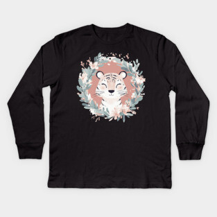Boho Kawaii Tiger – Fierce & Cute Jungle Animal Art Kids Long Sleeve T-Shirt