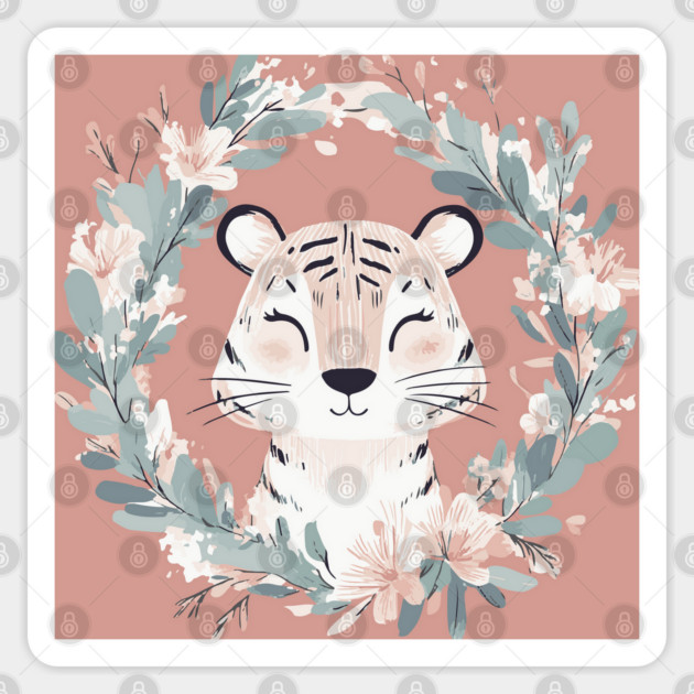 Boho Kawaii Tiger – Fierce & Cute Jungle Animal Art Sticker by TuncGK
