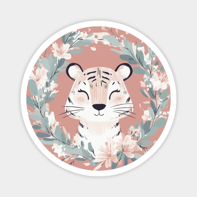 Boho Kawaii Tiger – Fierce & Cute Jungle Animal Art Magnet by TuncGK