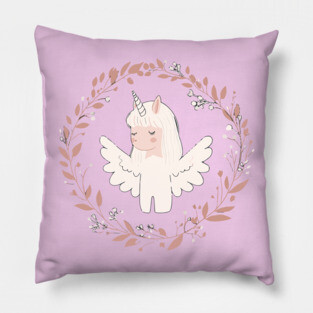 Boho Kawaii Unicorn – Dreamy Pastel Fantasy Art Pillow