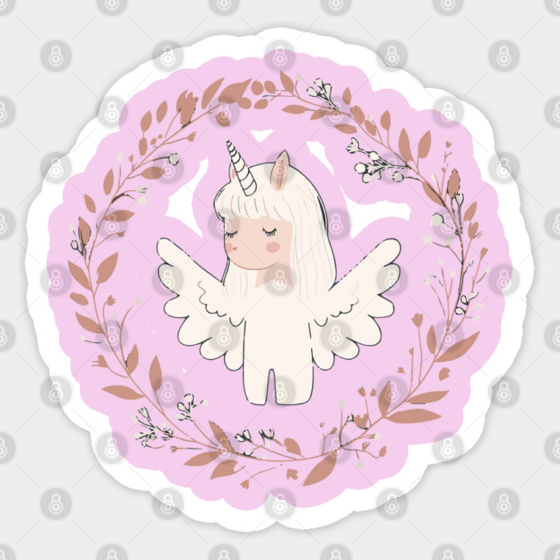 Boho Kawaii Unicorn – Dreamy Pastel Fantasy Art Sticker by TuncGK