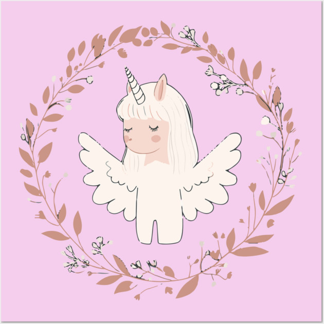 Boho Kawaii Unicorn – Dreamy Pastel Fantasy Art Wall Art by TuncGK