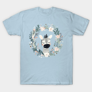 Boho Kawaii Zebra – Whimsical Safari Animal Illustration T-Shirt