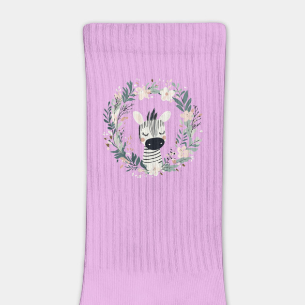 Boho Kawaii Zebra – Whimsical Safari Animal Illustration by TuncGK