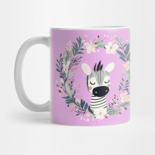 Boho Kawaii Zebra – Whimsical Safari Animal Illustration Mug
