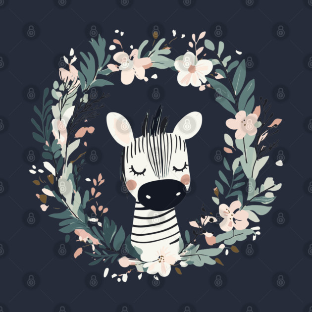 Boho Kawaii Zebra – Whimsical Safari Animal Illustration by TuncGK