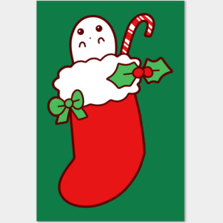 Cute Christmas Stocking Ghost Posters and Art