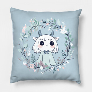 Boho Kawaii Demon – Cute & Spooky Aesthetic Pillow