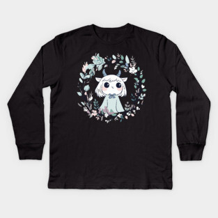Boho Kawaii Demon – Cute & Spooky Aesthetic Kids Long Sleeve T-Shirt