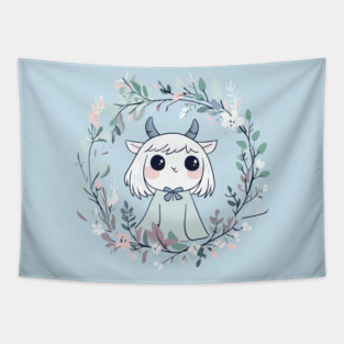 Boho Kawaii Demon – Cute & Spooky Aesthetic Tapestry