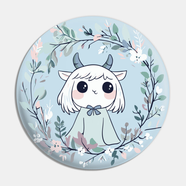 Boho Kawaii Demon – Cute & Spooky Aesthetic Pin by TuncGK