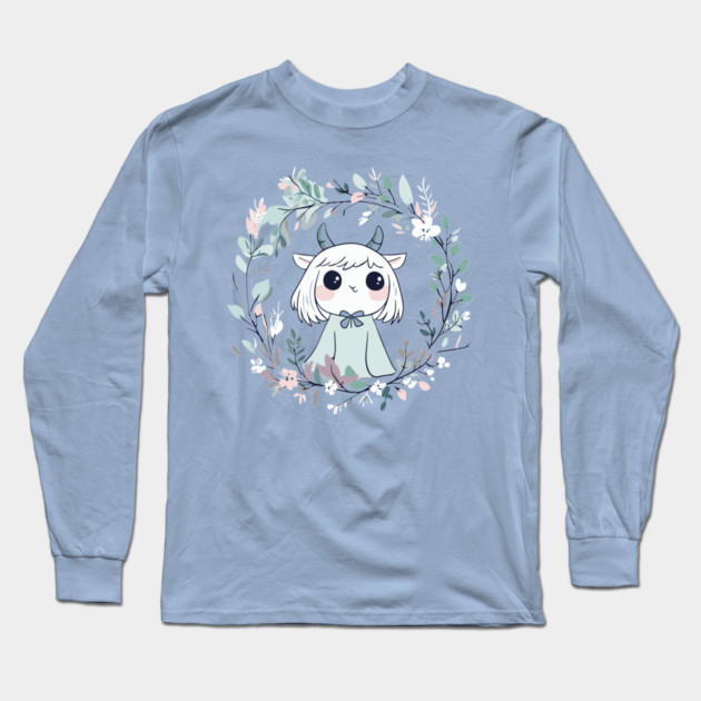Boho Kawaii Demon – Cute & Spooky Aesthetic Long Sleeve T-Shirt by TuncGK