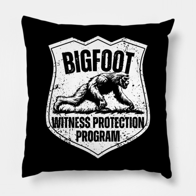 Bigfoot Witness Protection Program – Keep Him Safe! Pillow by TuncGK