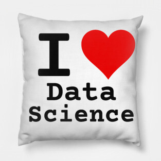 I Love Data Science | Stylized Heart Logo Black Pillow