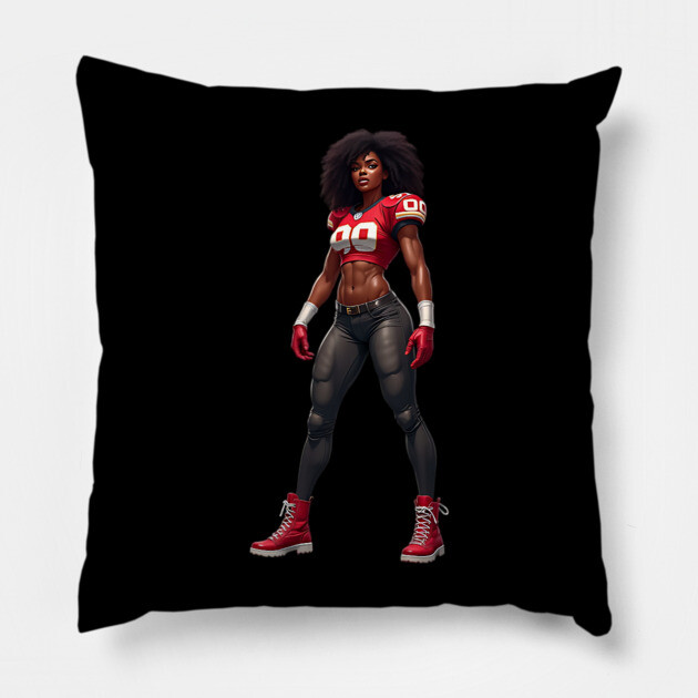 Female American Football Pillow by animegirlnft
