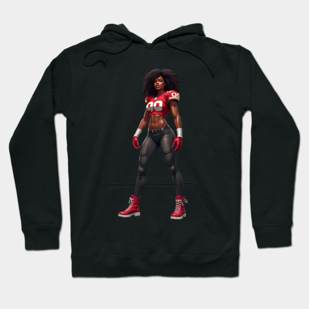 Female American Football Hoodie by animegirlnft