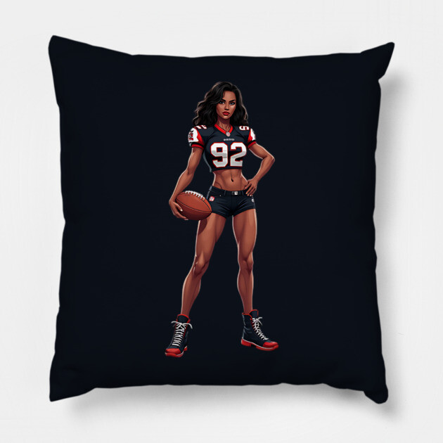 Women American Football Pillow by animegirlnft