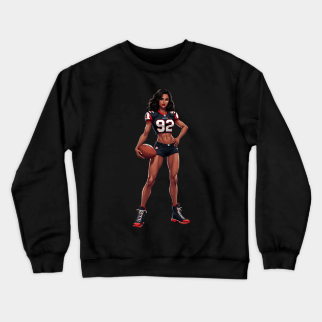Women American Football Crewneck Sweatshirt by animegirlnft