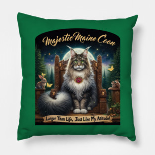 Majestic Maine Coon Cat Pillow