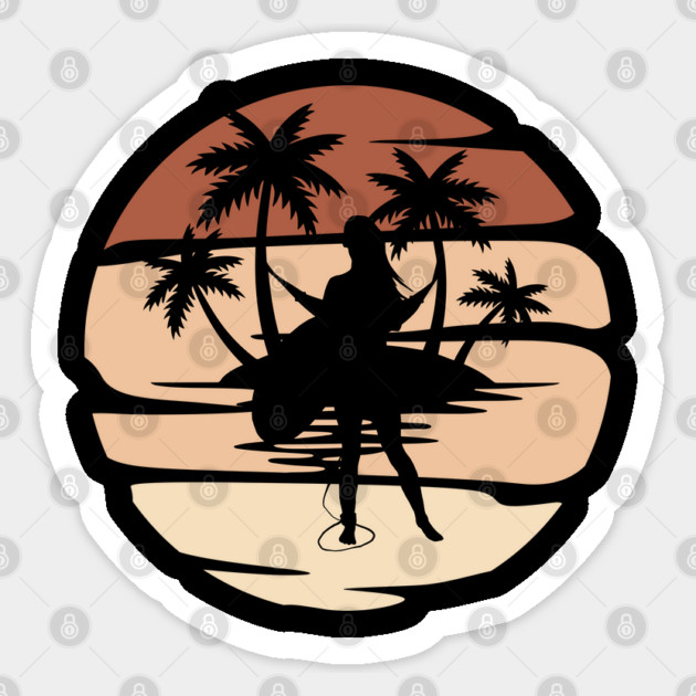 Tropical Sunset Beach Silhouette Sticker by CrystalJ 