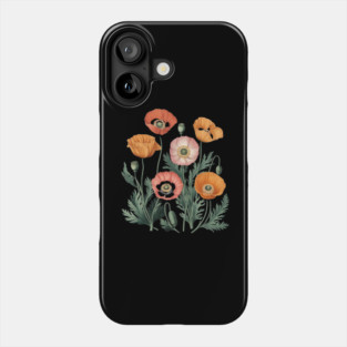 Vintage Botanical Poppy Flower Illustration Phone Case