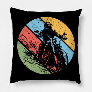 Vintage Grunge Biker Pop Art – Distressed Motorcycle Rider Retro Tee Pillow
